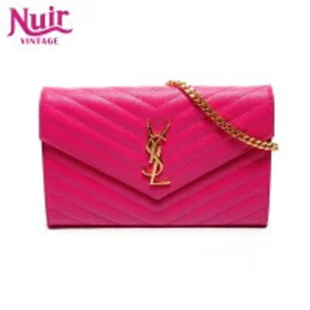 Yves Saint Laurent Cassandra Chain Wallet Logo Shoulder Bag Pink